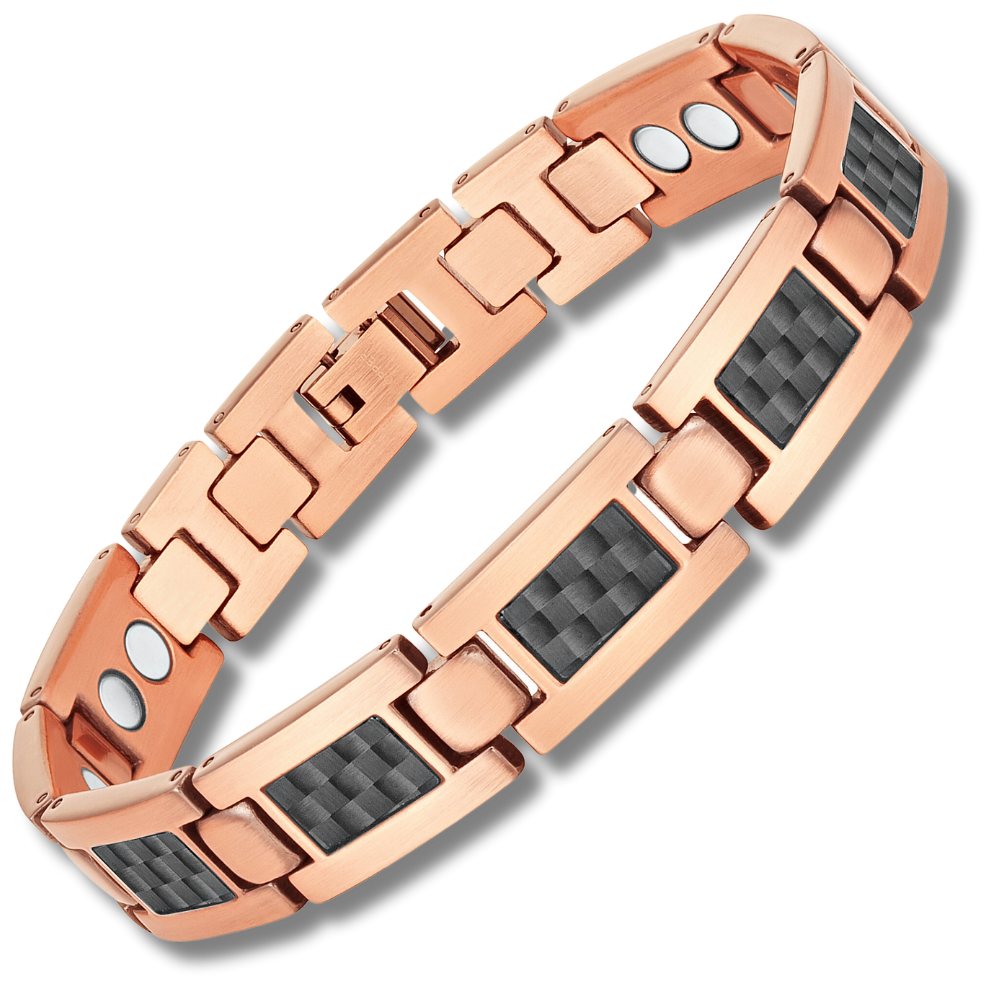 Men's Copper Magnetic Bracelet with Black Carbon Fiber