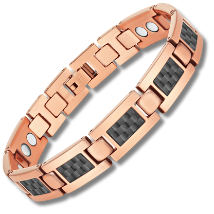 Men's Copper Magnetic Bracelet with Black Carbon Fiber