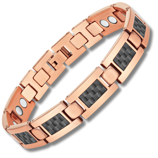 Men's Copper Magnetic Bracelet with Black Carbon Fiber