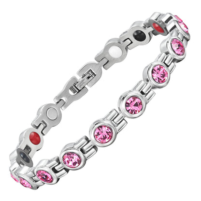 Women's Four Element Magnetic Bracelet with Pink Stone