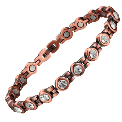 Women's Copper Magnetic Anklet with Stones