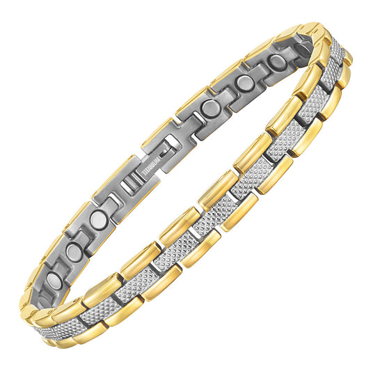 Women's Two Tone Titanium Magnetic Bracelet